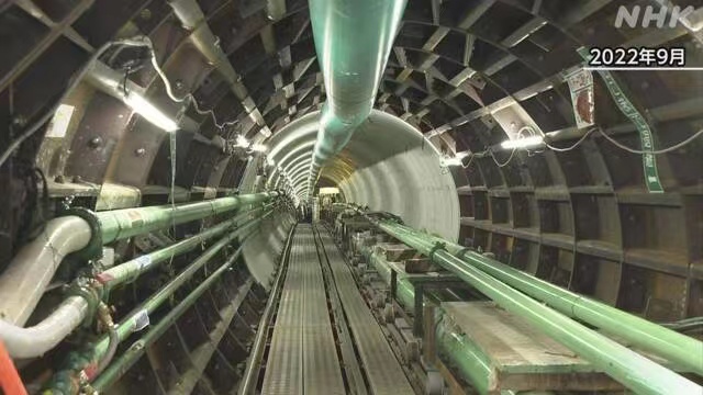 日本核污染水排海隧道2022年9月时的资料画面，日本广播协会报道配图。